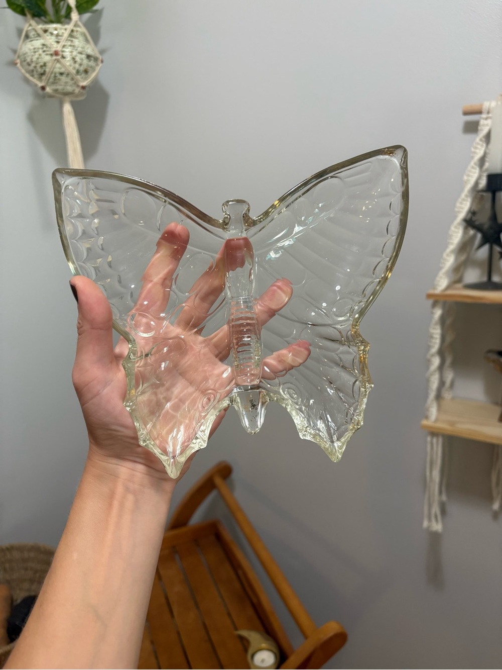 Vintage Jeanette Glass Butterfly Dish: Retro MCM Jewelry, Keys Catch-All Vanity